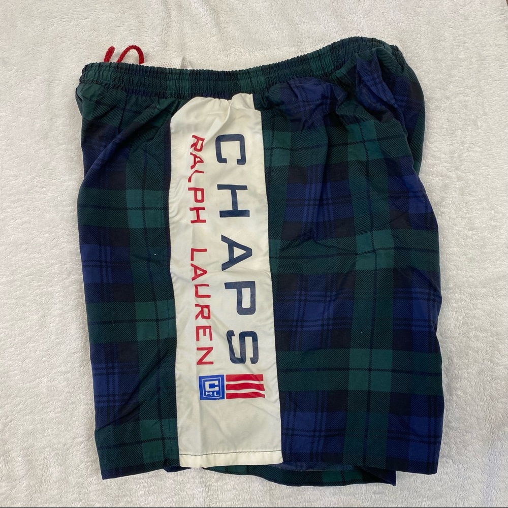 Vintage Chaps Ralph Lauren Swim Shorts Mens L 90s Tartan Plaid